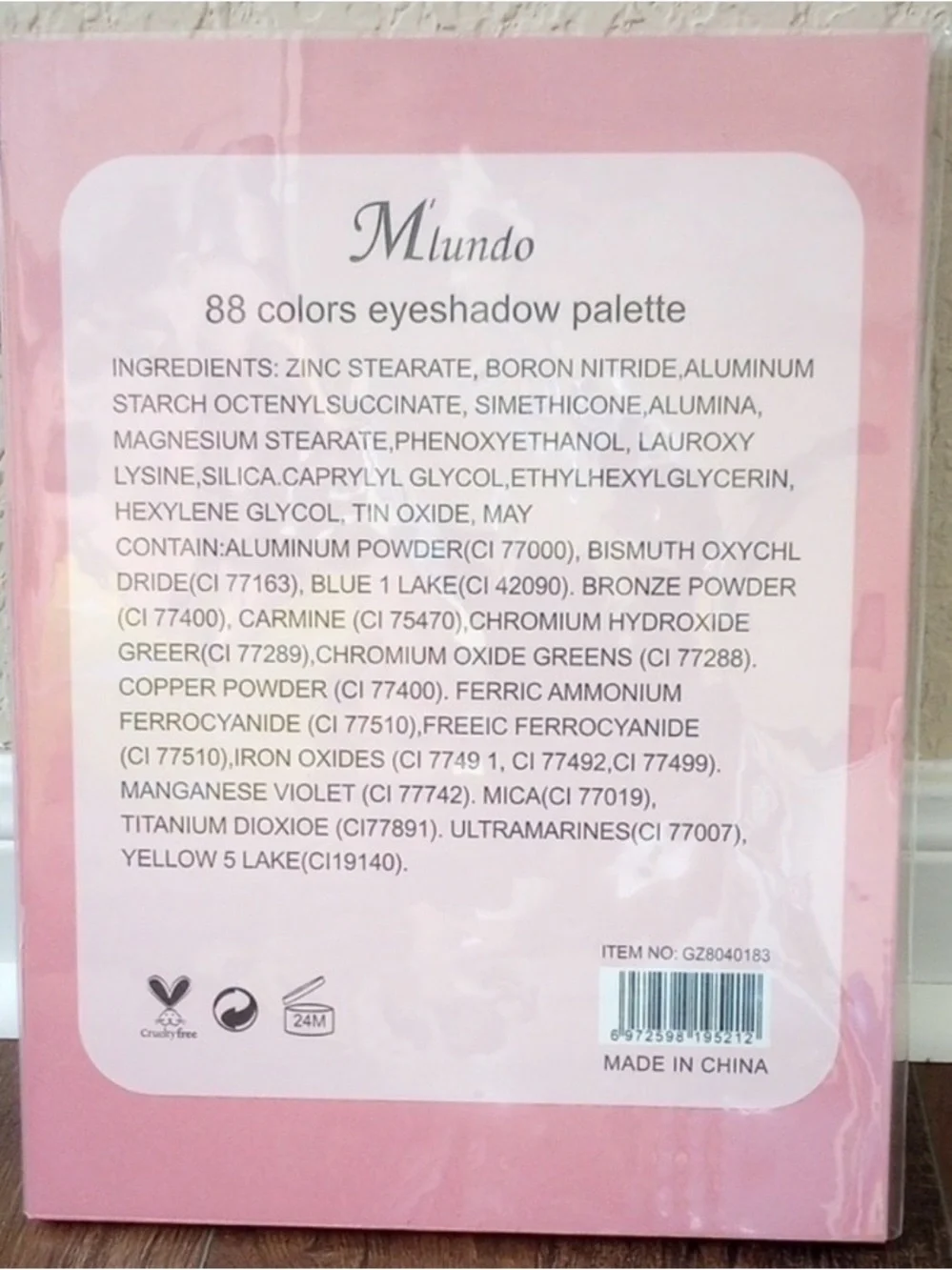 Hello Kitty themed eyeshadow palette with 88 different